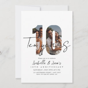 Elegant 10 Year Wedding Anniversary Invitation