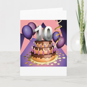 Elegant 10th Anniversary Celebration Cake Design Card