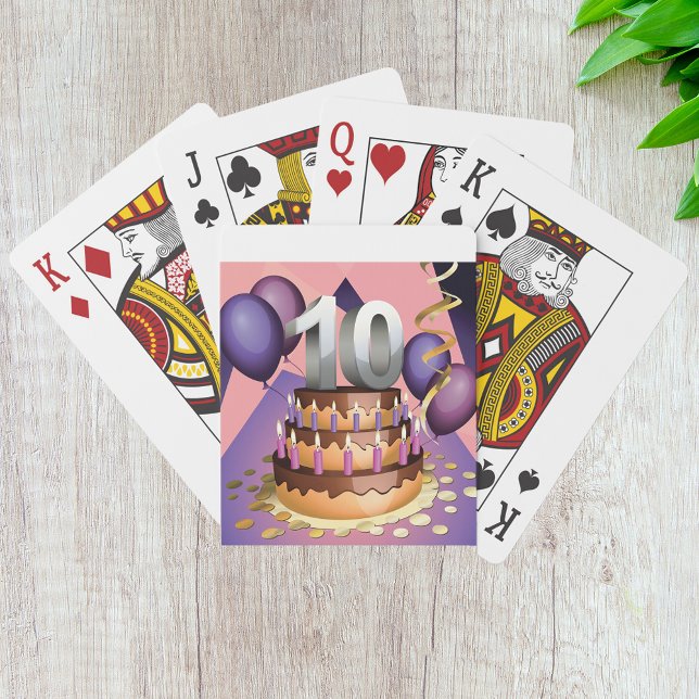 Elegant 10th Anniversary Celebration Cake Design Playing Cards (Creator Uploaded)