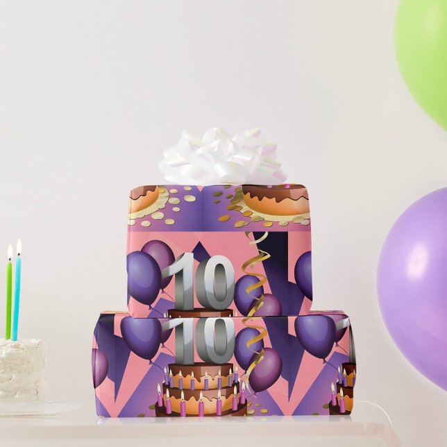 Elegant 10th Anniversary Celebration Cake Design Wrapping Paper (Creator Uploaded)