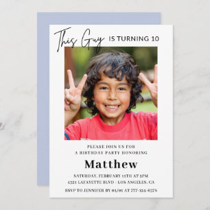 Elegant 10th birthday invitations Boy Photo