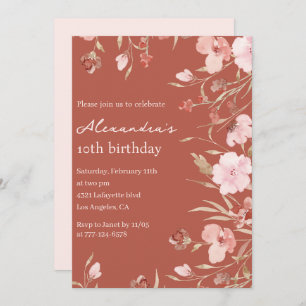 Elegant 10th birthday invitations Floral Chic 