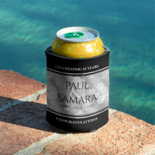 Elegant 10th Tin Wedding Anniversary Celebration Can Cooler