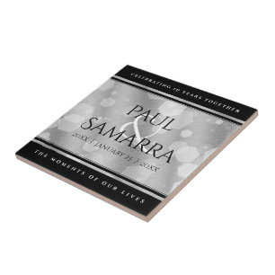 Elegant 10th Tin Wedding Anniversary Celebration Ceramic Tile