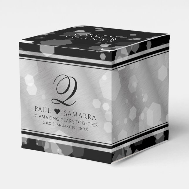 Elegant 10th Tin Wedding Anniversary Celebration Favour Box (Front Side)