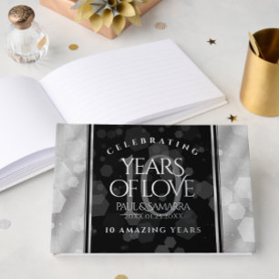 Elegant 10th Tin Wedding Anniversary Celebration Guest Book