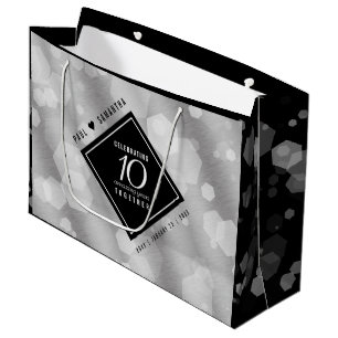Elegant 10th Tin Wedding Anniversary Celebration L Large Gift Bag