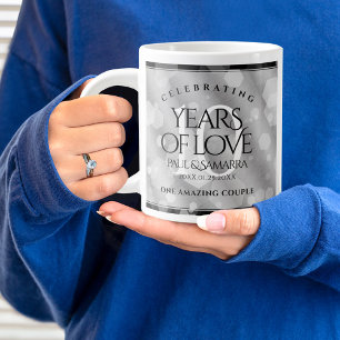 Elegant 10th Tin Wedding Anniversary Celebration Large Coffee Mug