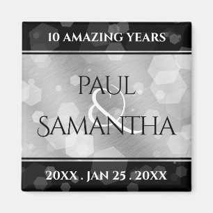 Elegant 10th Tin Wedding Anniversary Celebration Magnet