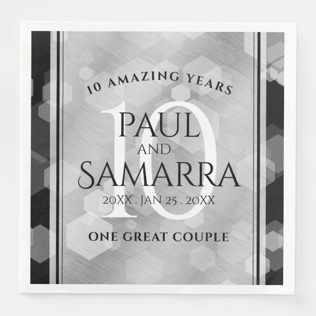 Elegant 10th Tin Wedding Anniversary Celebration Napkin (Front)