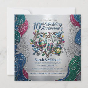 Elegant 10th Tin Wedding Anniversary Party Photo Invitation