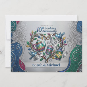 Elegant 10th Tin Wedding Anniversary Party Photo Invitation