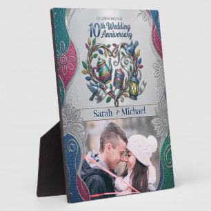 Elegant 10th Tin Wedding Anniversary Party Photo Plaque