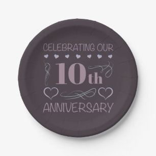 Elegant 10th Wedding Anniversary Lavender Paper Plate