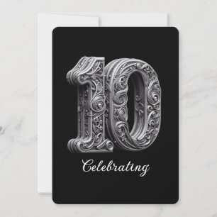 ELEGANT 10th YEAR WEDDING ANNIVERSARY Invitation