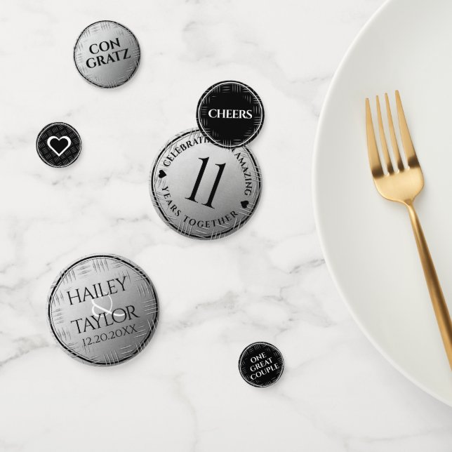 Elegant 11th Steel Wedding Anniversary Celebration Confetti (Group)