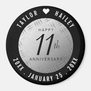 Elegant 11th Steel Wedding Anniversary Celebration Magnet