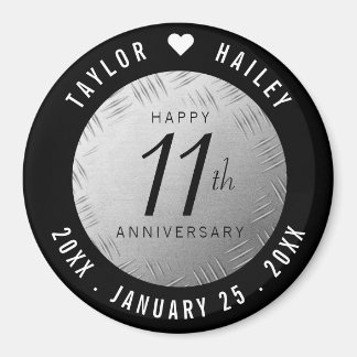 Elegant 11th Steel Wedding Anniversary Celebration Magnet