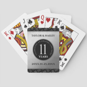 Elegant 11th Steel Wedding Anniversary Celebration Playing Cards