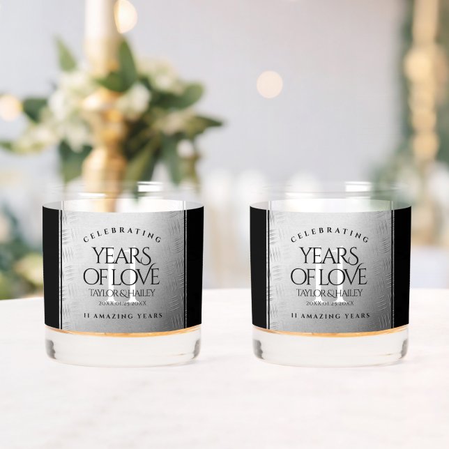 Elegant 11th Steel Wedding Anniversary Celebration Whiskey Glass (Insitu (Wedding))