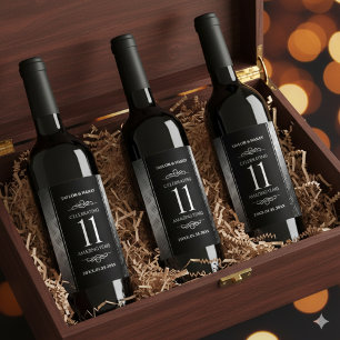 Elegant 11th Steel Wedding Anniversary Celebration Wine Label