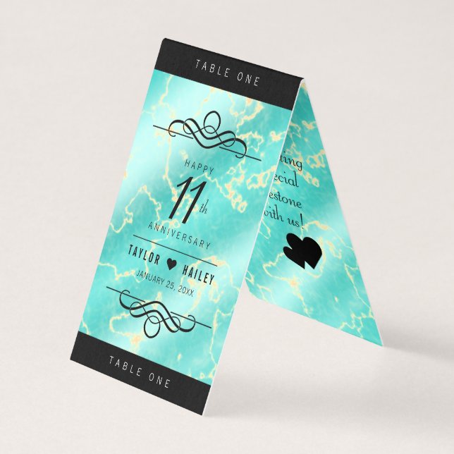 Elegant 11th Turquoise Wedding Anniversary (Front)