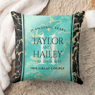 Elegant 11th Turquoise Wedding Anniversary Cushion