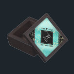 Elegant 11th Turquoise Wedding Anniversary Gift Box<br><div class="desc">Celebrate the 11th turquoise wedding anniversary with this stylish keepsake box! Elegant black and white lettering with yellow marble and greenish blue backgrounds add a memorable touch for this special occasion and milestone. Personalise with the couple's names and dates of marriage.

Design © W.H. Sim. See more at zazzle.com/expressionsoccasions</div>
