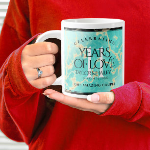 Elegant 11th Turquoise Wedding Anniversary Large Coffee Mug
