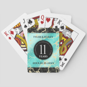 Elegant 11th Turquoise Wedding Anniversary Playing Cards