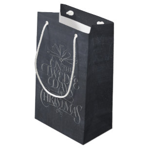 Elegant 12 Days of Christmas Chalk Calligraphy Small Gift Bag