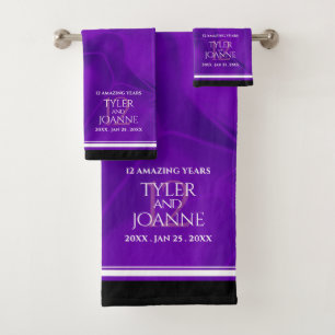Elegant 12th Silk Wedding Anniversary Bath Towel Set