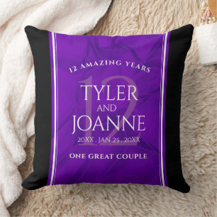 Elegant 12th Silk Wedding Anniversary Celebration Cushion