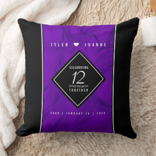 Elegant 12th Silk Wedding Anniversary Celebration Cushion