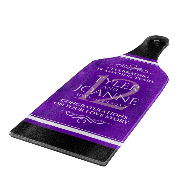 Elegant 12th Silk Wedding Anniversary Celebration Cutting Board (Corner)