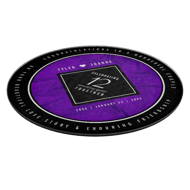 Elegant 12th Silk Wedding Anniversary Celebration Cutting Board (Corner)