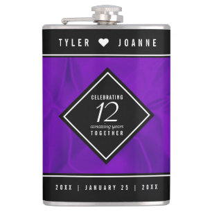 Elegant 12th Silk Wedding Anniversary Celebration Hip Flask