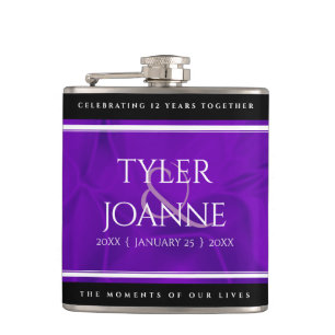 Elegant 12th Silk Wedding Anniversary Celebration Hip Flask