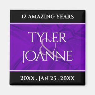 Elegant 12th Silk Wedding Anniversary Celebration Magnet
