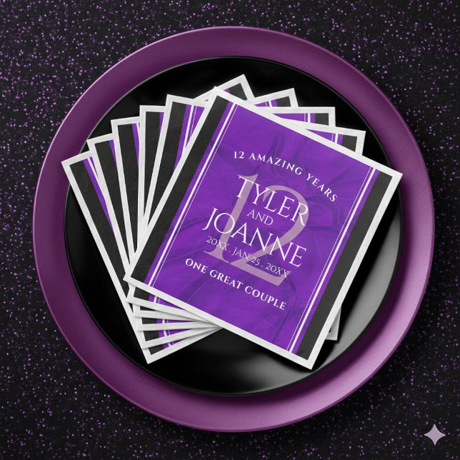 Elegant 12th Silk Wedding Anniversary Celebration Napkin (Elegant 12th Silk Wedding Anniversary Napkins Cover Photo)