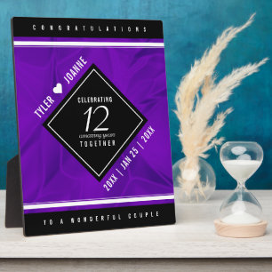 Elegant 12th Silk Wedding Anniversary Celebration Plaque