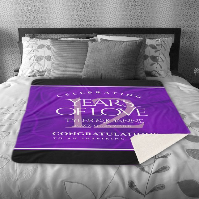 Elegant 12th Silk Wedding Anniversary Celebration Sherpa Blanket (Elegant 12th Silk Wedding Anniversary Sherpa Fleece Blanket Cover Photo.)