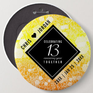 Elegant 13th Citrine Wedding Anniversary 6 Cm Round Badge
