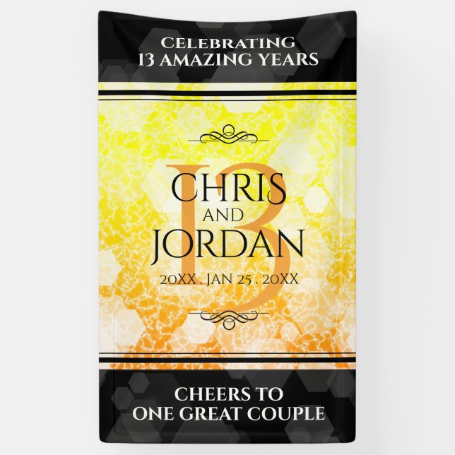 Elegant 13th Citrine Wedding Anniversary Banner (Vertical)