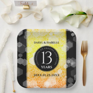 Elegant 13th Citrine Wedding Anniversary Paper Plate