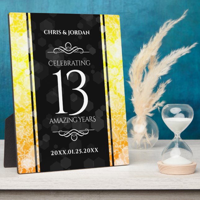 Elegant 13th Citrine Wedding Anniversary Plaque (Side)