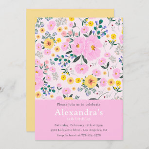 Elegant 14th birthday invitations Floral Chic