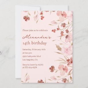 Elegant 14th birthday invitations Floral Chic