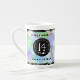 Elegant 14th Opal Wedding Anniversary Celebration Bone China Mug