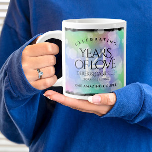 Elegant 14th Opal Wedding Anniversary Celebration Large Coffee Mug